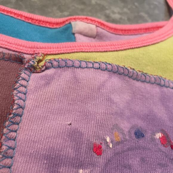 Vintage Y2K Patchwork Spaghetti Strap Tank Top Womens Small Boho Shirt 90s Indie - Picture 3 of 7